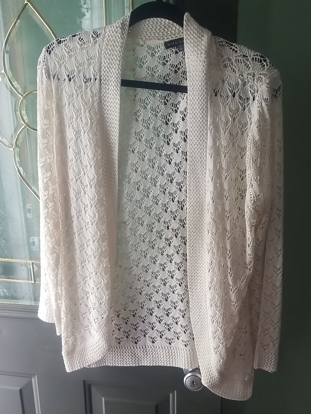Lightweight Cream Open-Front Lace Cardigan